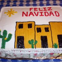 Feliz Navidad sheet cake I made to take to a Christmas Dinner where we were serving Mexican food instead of traditional holiday fare.