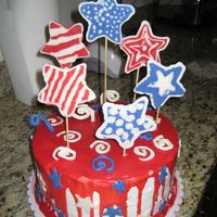 July 4Th frosted in BC, red pored chocolate ganache , stars are made of candy melts