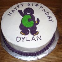 Barney Birthday Cake Buttercream frosting on 10" Round