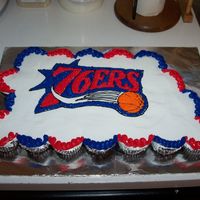 Basketball Cake Cupcake cake for a youth basketball team.