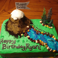 Mt. Baldy And The Santa Ana River I wasn't too sure what to do when the birthday boy asked for a cake showing Mt. Baldy and the Santa Ana river...He's a geography...
