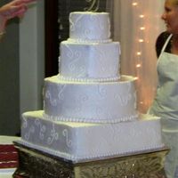 Mixed Shape White Cake - White Buttercream White Wedding Cake - White Buttercream (Fall Wedding - Moberly, MO)