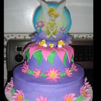 Tinkerbell White Cake with buttercream icing, buttercream and fondant accents