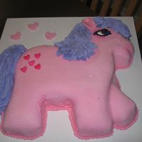 My Little Pony Cake I cut the cake shape out of a 12 x 18 cake and covered with icing and marshmallow fondant flavored with rasberry. The mane and tail were...