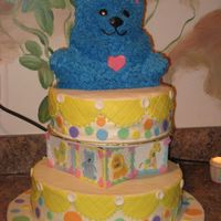 Baby Bear The Grandma to be picked this out of the wilton book. We just changed it up to match the colors and animals of the theme of the baby shower...