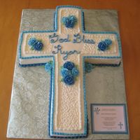 First Communion This was done last weekend. Colors to match the invite. It was more green-blue in person. 12x18 cut into cross shape. I used every bit of...