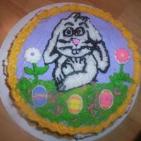 Easter Cake A cake I made this weekend 4/6/07 for easter :) Candy eggs, flowers, and also candy bunnies on the side of the cake.