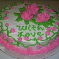 Pink Flower Cake my first rose cake. Done in my last wilton 1 class.