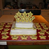 Drama Club Cake And Cookies Two layer cake for my mom's drama club party. She teaches at a School for the Blind so I made cookies for her blind students with...