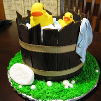 Baby Shower Duckie Wash Tub Cake Thatnks to all who gave me advise!!This is a yellow cake with all fondant pieces.