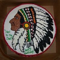 Hail To The Chief 14" round with buttercream indian design.