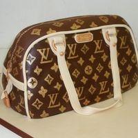 Louis Vuitton Bag Renshaws chocolate sugarpaste to cover. Sponge cake inside. details painted on, sugarpaste for cream details, bronze mixed with gold for...