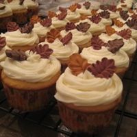 Thanksgiving Cupcakes They are vanilla and chocolate. The lining has a leaf pattern that matches the leaves on top. I made the leaves out of royal icing. I made...