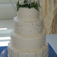 Fondant Pearl Wedding Cake I made many many pearls for my niece's wedding cake! Top 2 layers are orange cake, next is lemon and the bottom is yellow butter cake...