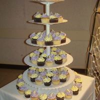 Lilac And Yellow Calla Cupcakes These go with the little two tier!