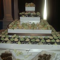 Sage, Chocolate And Ivory Cupcakes This was such an elegant, modern, pretty colour scheme. The cupcakes are all tied with little bows and topped with gumpaste flowers. DO NOT...