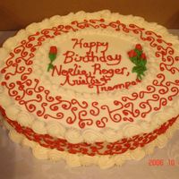 Grandmothers 85 Birthday And Other In October Scroll design on a 9x13 oval cake.