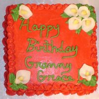 Birthday buttercream with fondant calla lillies