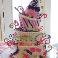 Birthday Cake I made this for my niece's birthday. Her mom wanted something to match a Dr Seuss themed party. Cake is iced in buttercream and...