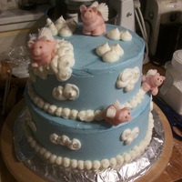 When Pigs Fly baby shower for my sis that could not get pregnant. all butter cream with candy clay pigs
