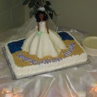 Beach Theme Bridal Shower buttercream icing and rolled fondant the bride is getting married on the beach so i decorated her bridal shower cake like she is standing...