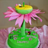 First Bloom I made this for my daughter's first birthday. bottom cake is buttercream, top cake is covered in fondant and resting on a cake tier (...
