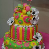 13 Year Old Funky Birthday This cake was for a 13 year olds birthday, she chose the colors and wanted them as bright as possible. she wanted something fun and funky....