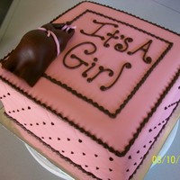 Pregnant Belly Yellow cake with all butter buttercream icing and fondant icings. Fondant mini belly, quilted sides and royal icing piping.