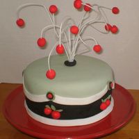 Cherries! This was a Mary Engelbreit inspired B-day cake for my sister, Mary. It was Creme Brulee cake with vanilla buttercream filling and icing,...