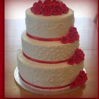 Wedding Cake Wedding cake for a good friend of mine. Royal icing roses the rest butter cream