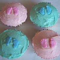 Baby Feet Cupcakes for a twin baby shower
