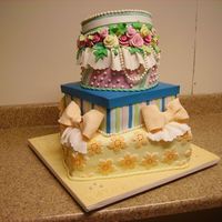 Present Boxes And Hat Box This was my first attempt to use Sharon Zambito's method for making a lid on a "box...cake covered in fondand and decorated with...