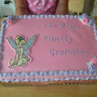 Tinker Bell Graduation Cake I did this for a girl at my church for her graduation open house. She loves Tinker Bell. Thisis a white cake with MMF. The letters and...