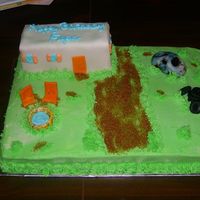 Trailer Trash Birthday 1/4 sheet cake with fodant decorations. I made this for a coworkers friend. They are big on theamed birthday parties