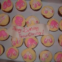 Flip Flop Cup Cakes These were done for our children's pastor at church. She loves flip flops. My kids helped me to make them.