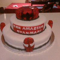 Spiderman Cake chocolate and vanilla cake iced with buttercream and covered in MMF