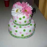 1St Birthday Cake Top Round is two 6" yellow cakes. Bottom Round is two 8" chocolate cakes, all covered with buttercream icing and then covered...