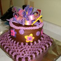 Cake5.jpg I know this isn't the prettiest but first time working with fondant and I really wanted to try a bow. The bottom is a 10" square...