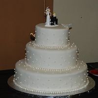 White Cake With Pearls I made fondant pearls and used pearl dust for the sheen. Really liked the way they turned out...also thought the cake topper was really...