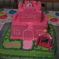 My Little Pony Castle Cake 12 in base with 6in and rice krispy treats as castle part.