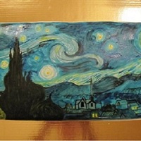 Van Gogh Starry Night This is a cake I made for my friends 30th birthday. It is two 10" squares side by side. One is pumpkin with cream cheese filling and...