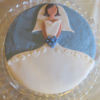 Soon To Be Bride... Just a small 6" vanilla with vanilla buttercream and fondant accents. Thanks to BlueRose8302 and the other wonderful bridal shower...