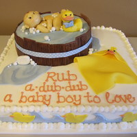 Rub A Dub Dub Marble cakes with buttercream icing and MMF accents except for the ribbon. Thanks to Connie1027 for help on the tub!