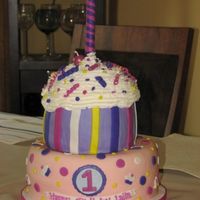 Cupcake Birthday Bottom layer vanilla chocolate chip with buttercream. Top cupcake layer chocolate chocolate chip with chocolate buttercream. Everything...