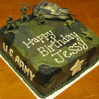 Army Love For a boy who loves the army. He was getting WWII movies for his birthday, hehe. Iced in buttercream with store bought figures and tank....
