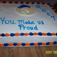 Graduation Cakes this is my first large cake I made it for a friend who's son graduated this yearIt is a yellow cake with butter cream icing and the...