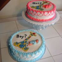 Will It Be A Boy Or A Girl? This is my second cake project ever! I bought the edible images off Ebay and made the babies from fondant. The "girl" is spice...