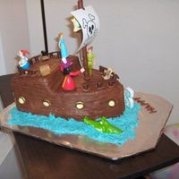 Peter Pan Cake 2 Second view of this cake. Other view blocks mast and crow's nest for Tinkerbell. Other has better detail of planks.