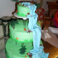 Waterfall Cake Buttercream with fondant waterfall