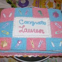 Baby Shower I made this for my boss at work. She didnt know what she was having so I used pink and blue and made it look like a baby blanket. It was a...